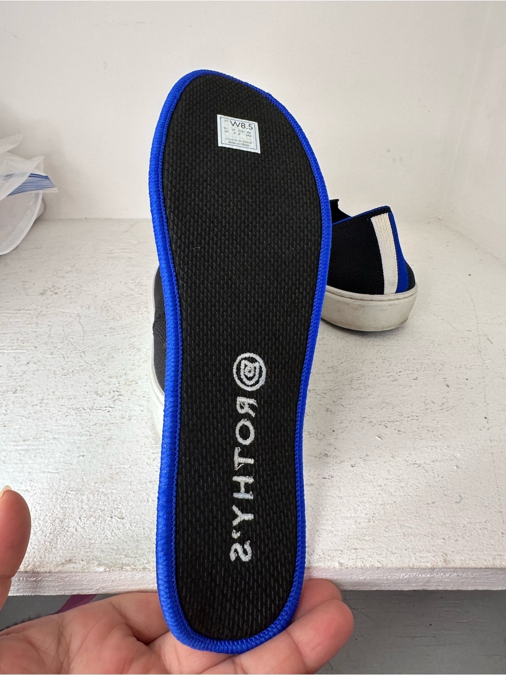 Rothy's Women’s Slip-On Loafers in Navy with Blue Trim - Picture 5 of 6